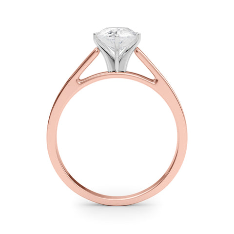 Rose gold Pear Solitaire Engagement Ring with Four-Prong Setting and Tapered Band