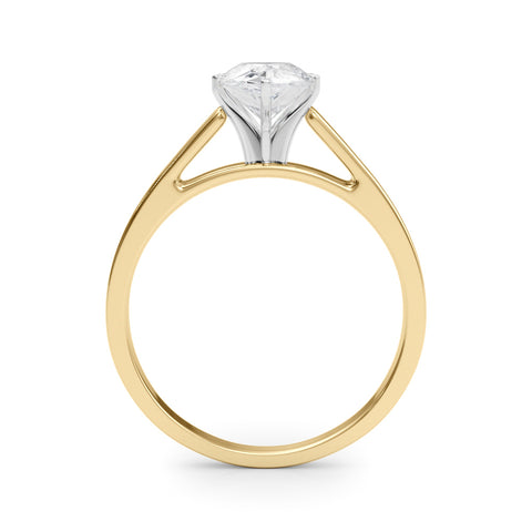 Yellow gold Pear Solitaire Engagement Ring with Four-Prong Setting and Tapered Band