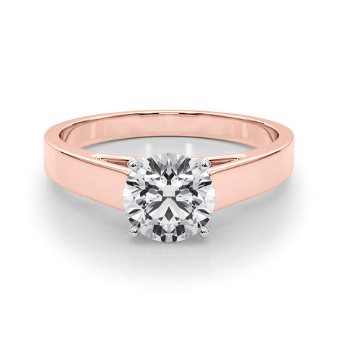 Rose gold Round Solitaire Engagement Ring with Four-Prong Setting and Tapered Band