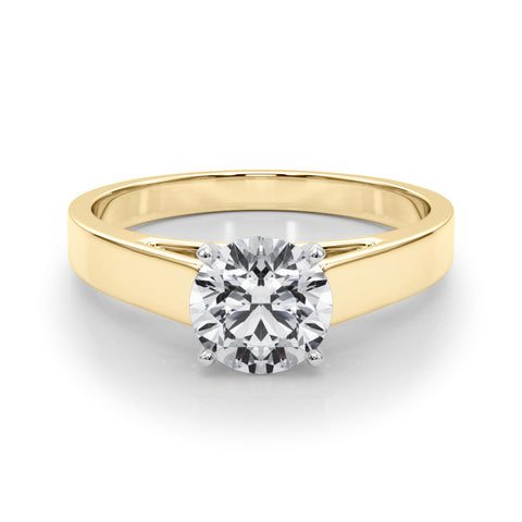 Yellow gold Round Solitaire Engagement Ring with Four-Prong Setting and Tapered Band