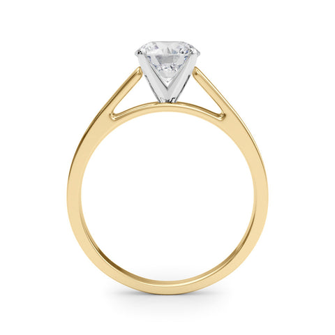 Yellow gold Round Solitaire Engagement Ring with Four-Prong Setting and Tapered Band