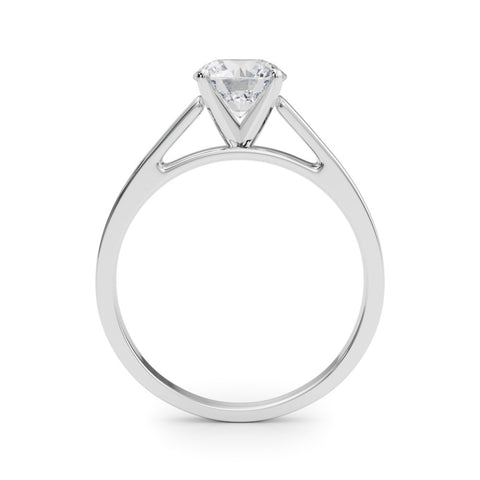 White gold Round Solitaire Engagement Ring with Four-Prong Setting and Tapered Band