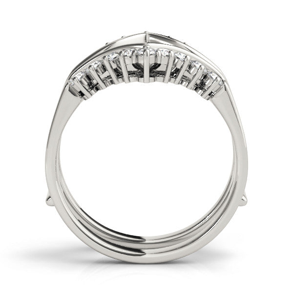 White gold Round Diamond Chevron Contour Band with Prong Setting 2