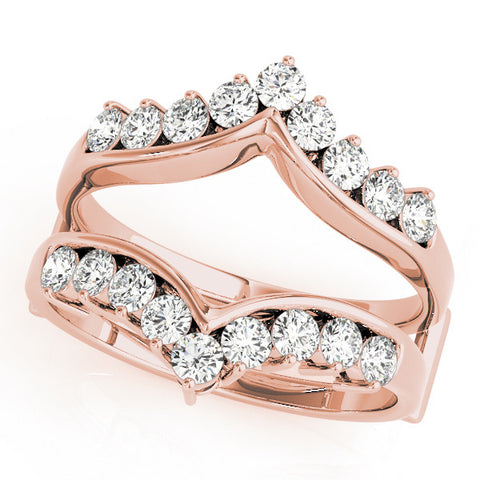 Rose gold Round Diamond Chevron Eternity Band with Prong Setting 1
