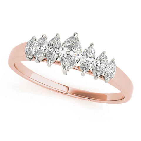 Rose gold Marquise Diamond Prong Set White Gold Band 1