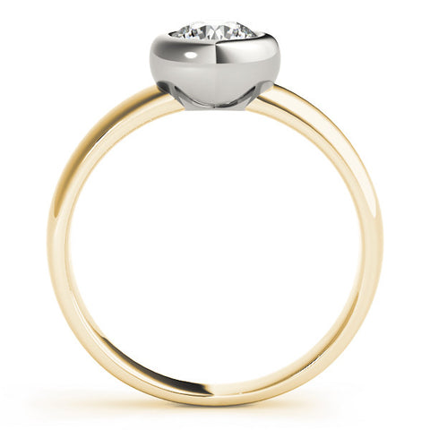 Yellow gold Bezel Set Round Solitaire Ring with Wide Band