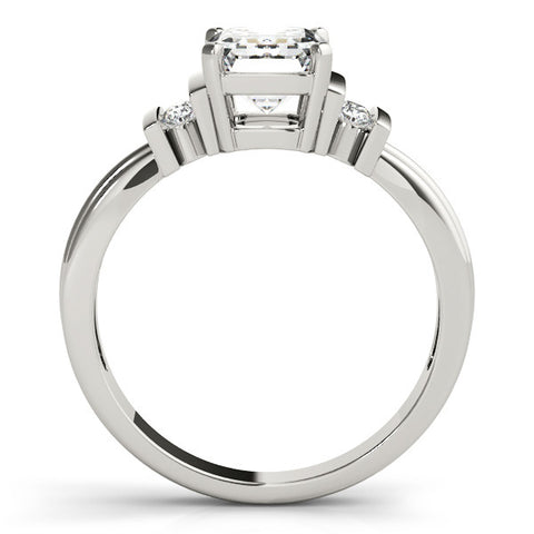 Platinum Radiant Cut Three-Stone Channel Set Ring with Bar Prongs