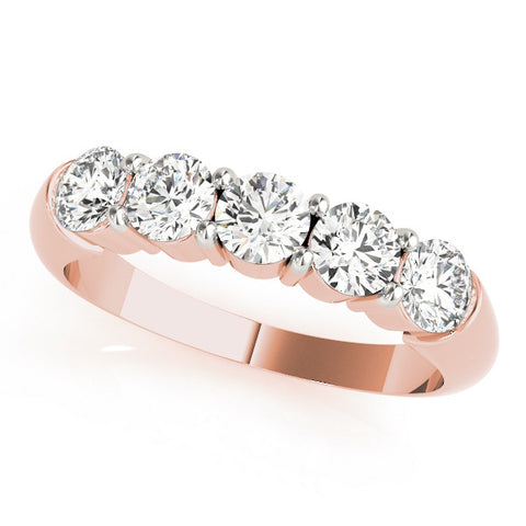 Rose gold Five-Stone Round Diamond Prong Set Half-Eternity Band 1