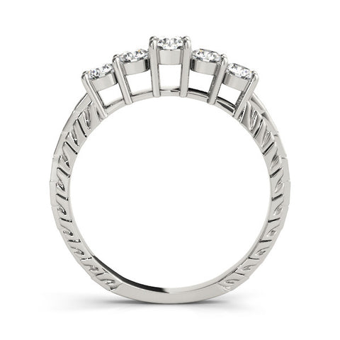 White gold Five-Stone Round Cut Diamond Prong Set Eternity Band 2