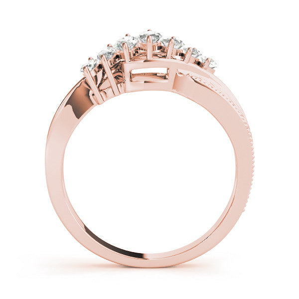 Rose gold Marquise Cluster Diamond Leaf Band with Shared Prong Setting 2