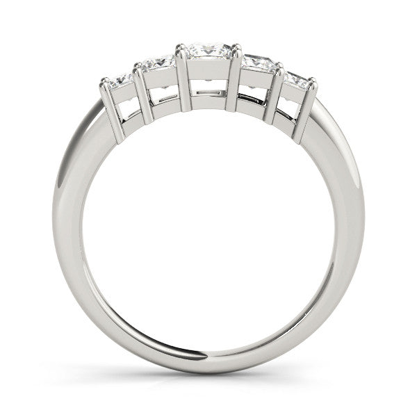White gold Princess Cut Five-Stone Prong Set Diamond Band 2
