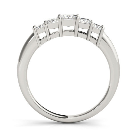 White gold Princess Cut Five-Stone Prong Set Diamond Band 2