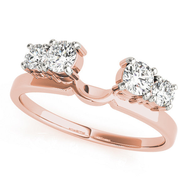 Rose gold Four-Stone Round Diamond Open Band with Prong Setting 1