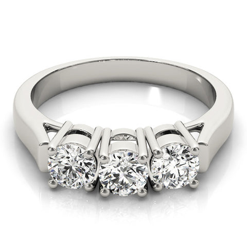 White gold Three-Stone Round Diamond Channel Band with Prong Setting