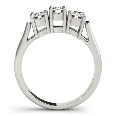 White gold Three-Stone Round Diamond Channel Band with Prong Setting