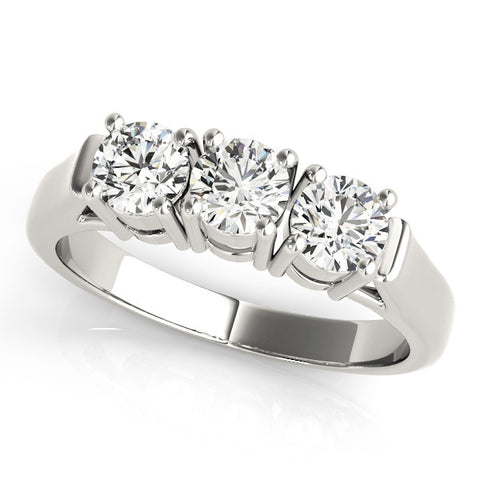 White gold Three-Stone Round Diamond Channel Band with Prong Setting