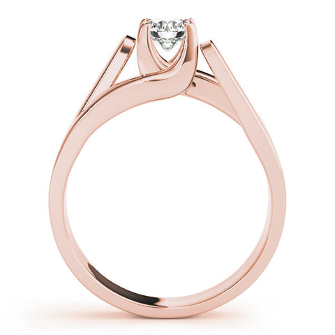 Rose gold Modern Tension Set Round Solitaire Wide Band Ring