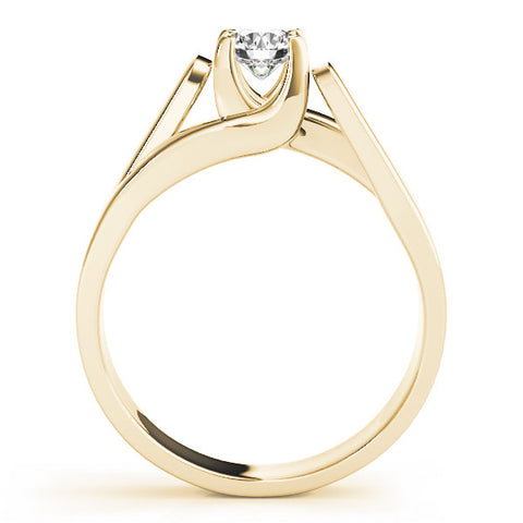 Yellow gold Modern Tension Set Round Solitaire Wide Band Ring