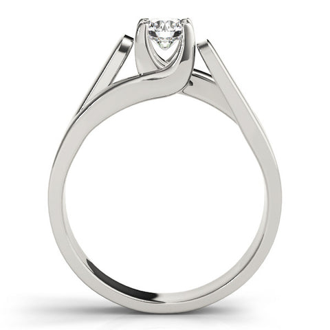 White gold Modern Tension Set Round Solitaire Wide Band Ring