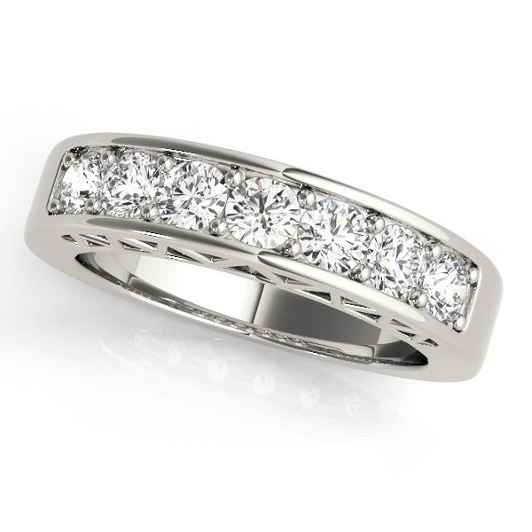 White gold Channel-Set Round Diamond Eternity Band with Shared Prong Setting 1