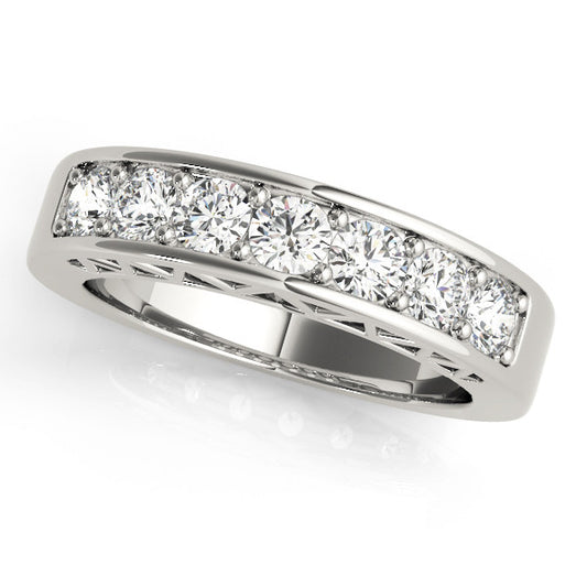 White gold Channel-Set Round Diamond Eternity Band with Shared Prong Setting 1