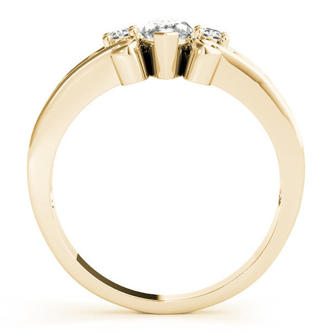 Yellow gold Marquise Solitaire Twisted Band Scroll Prong Ring