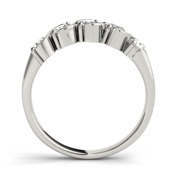 White gold Five-Stone Round Diamond Wave Band with Shared Prong Setting 2