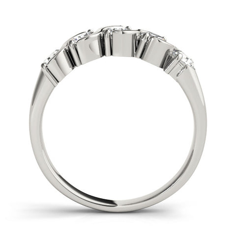 White gold Five-Stone Round Diamond Wave Band with Shared Prong Setting 2