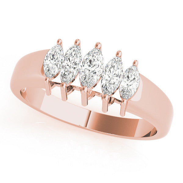 Rose gold Five-Stone Marquise Diamond Bar Set White Gold Band 1