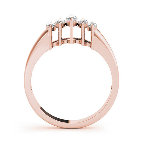 Rose gold Five-Stone Marquise Diamond Bar Set White Gold Band 2