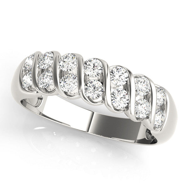 White gold Channel Set Round Diamond Multi-Row Band 1