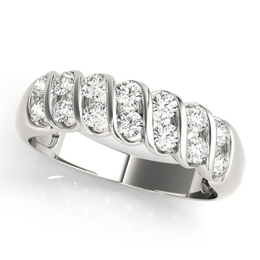 White gold Channel Set Round Diamond Multi-Row Band 1