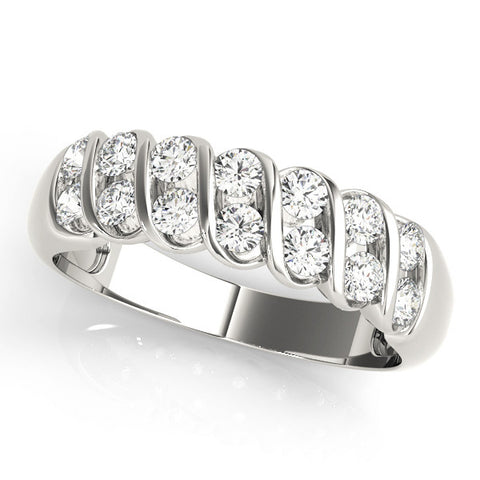 White gold Channel Set Round Diamond Multi-Row Band 1