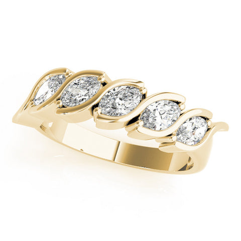 Yellow gold Marquise Diamond Wave Band with Channel Setting 1