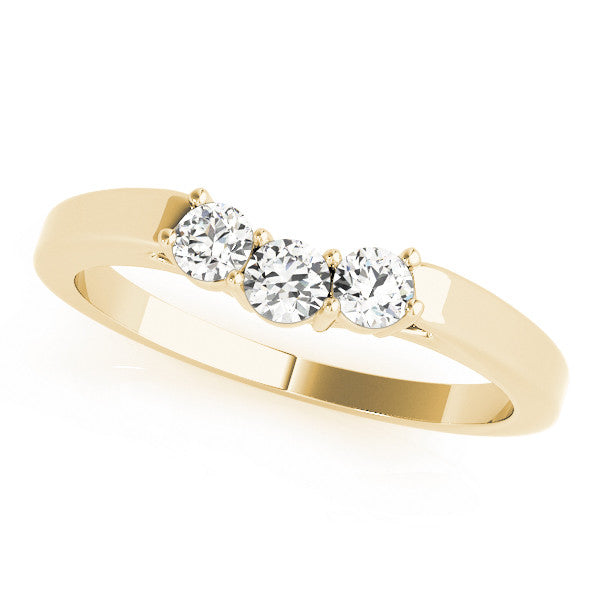 Yellow gold Three-Stone Round Diamond Tension Set Solitaire Band with Prong Setting 1