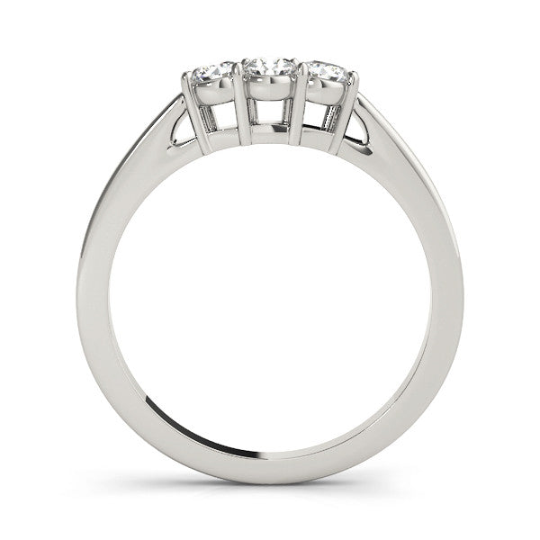 White gold Three-Stone Round Diamond Tension Set Solitaire Band with Prong Setting 2