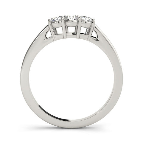 White gold Three-Stone Round Diamond Tension Set Solitaire Band with Prong Setting 2