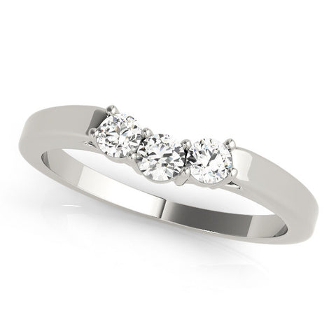 White gold Three-Stone Round Diamond Tension Set Solitaire Band with Prong Setting 1