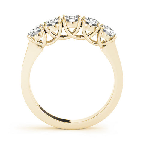 Yellow gold Five-Stone Round Diamond Prong-Set White Gold Band 2