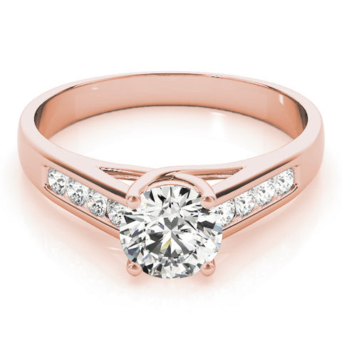 Rose gold Round Solitaire Channel-Set Diamond Engagement Ring with Four-Prong Setting