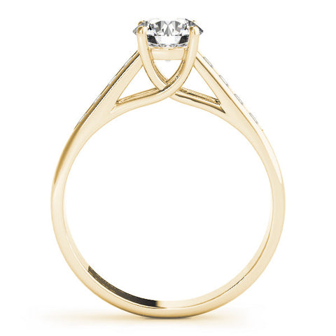 Yellow gold Round Solitaire Channel-Set Diamond Engagement Ring with Four-Prong Setting
