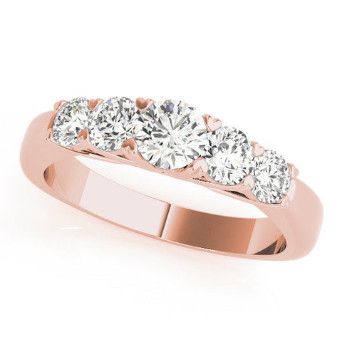 Rose gold Five-Stone Round Diamond Prong Set Half Eternity Band 1