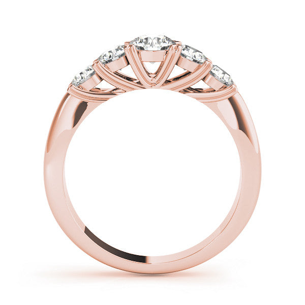 Rose gold Five-Stone Round Diamond Prong Set Half Eternity Band 2