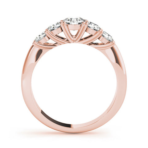 Rose gold Five-Stone Round Diamond Prong Set Half Eternity Band 2