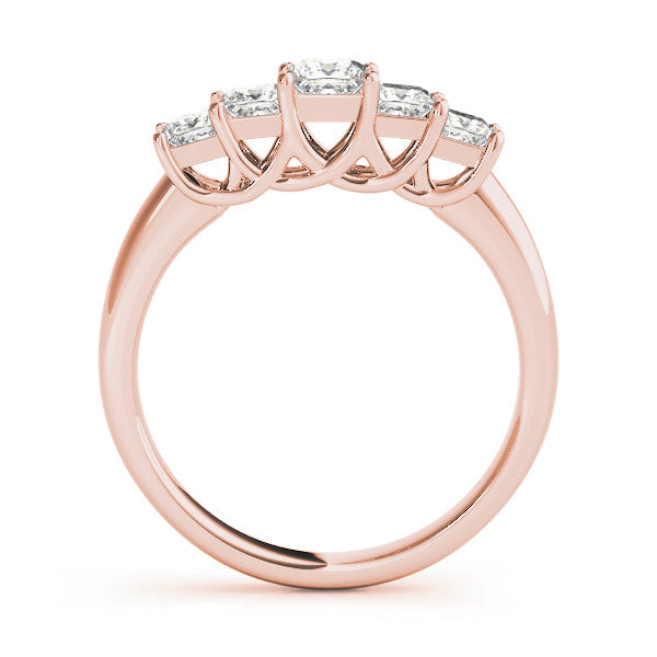 Rose gold Princess Cut Five-Stone Prong Set White Gold Band 2
