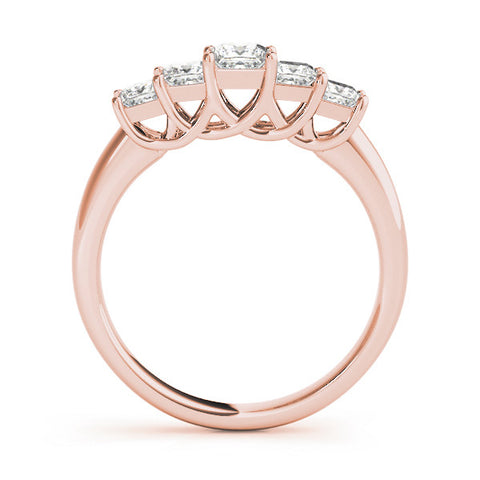 Rose gold Princess Cut Five-Stone Prong Set White Gold Band 2