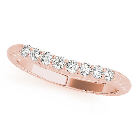 Rose gold Round Diamond Half Eternity Milgrain Pave Band 1