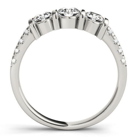 White gold Round Brilliant Trilogy Channel Set Diamond Ring with Bar Prongs