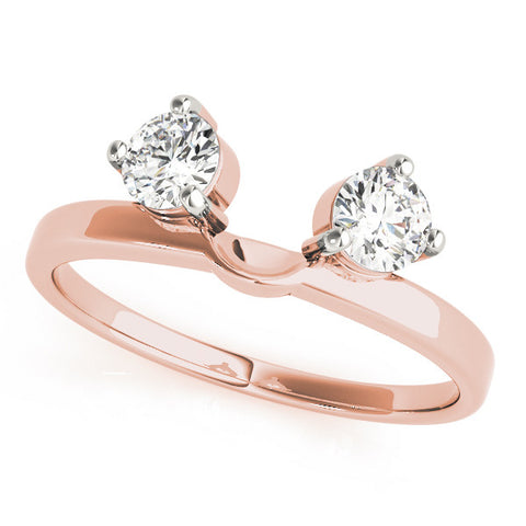 Rose gold Round Cut Dual Diamond Open Band with Prong Setting 1