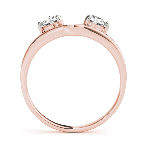Rose gold Round Cut Dual Diamond Open Band with Prong Setting 2
